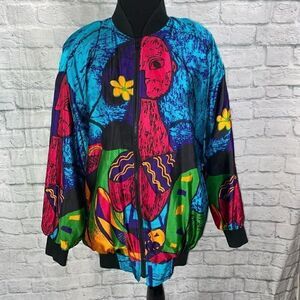 Venezia Vitale full zip lightweight multicolor multi print jacket sz 14/16 women